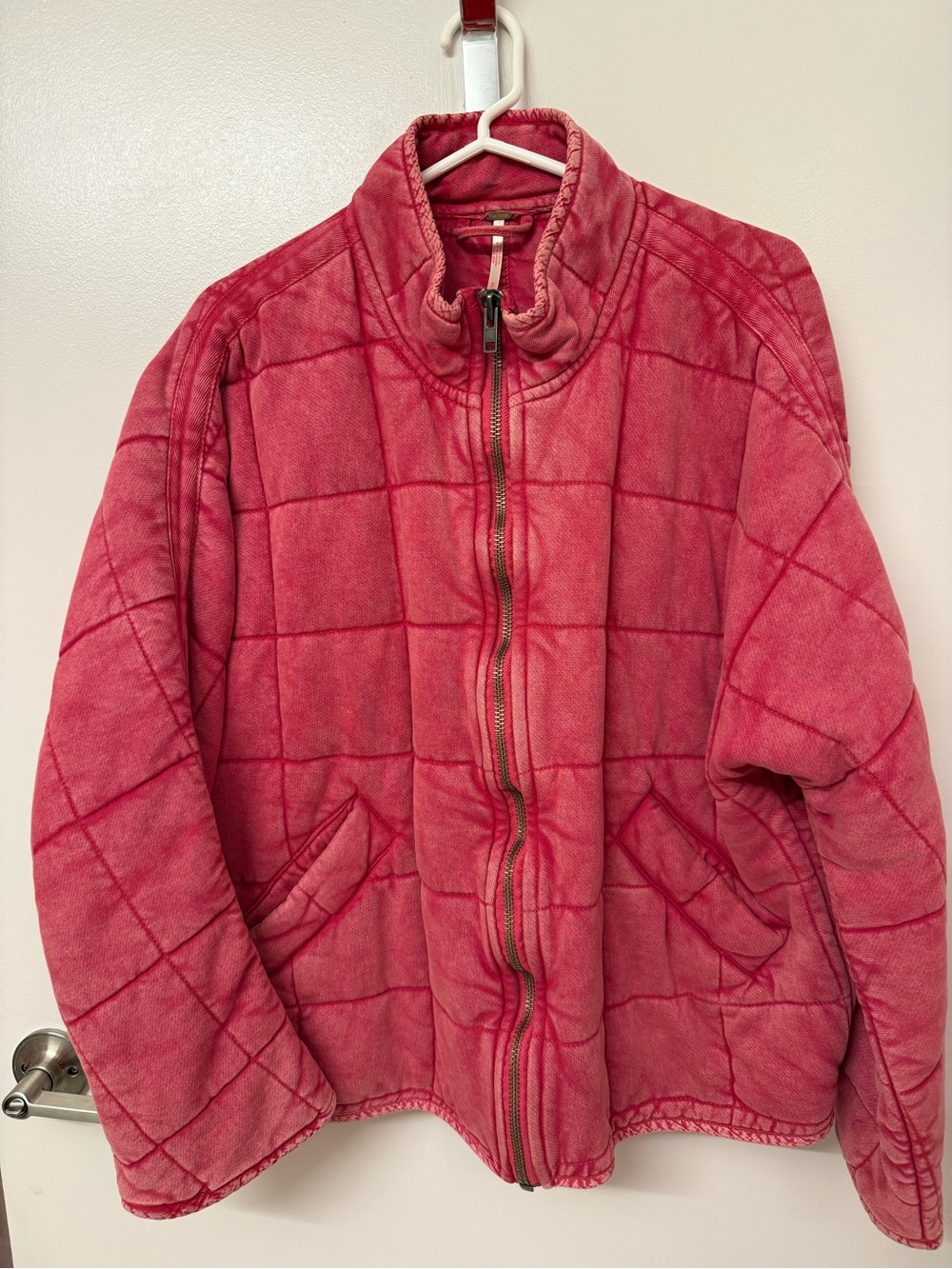 Free People Dolman Quilted Knit Jacket Quilted Puffer Jacket in Pink Size Small!